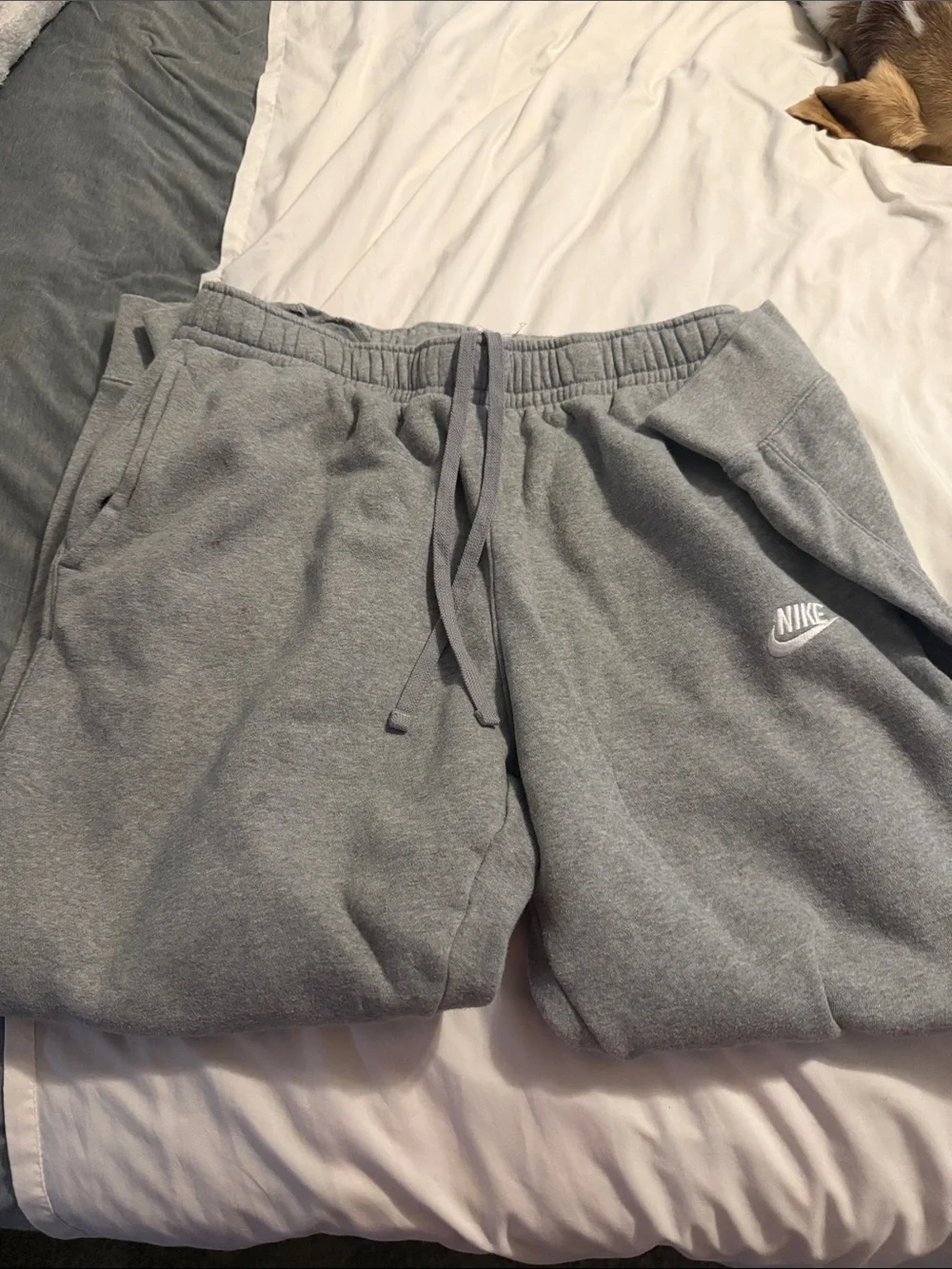 Nike Boys Grey Fleece Joggers with White Logo